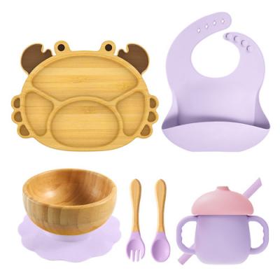crab shape baby bamboo feeding set