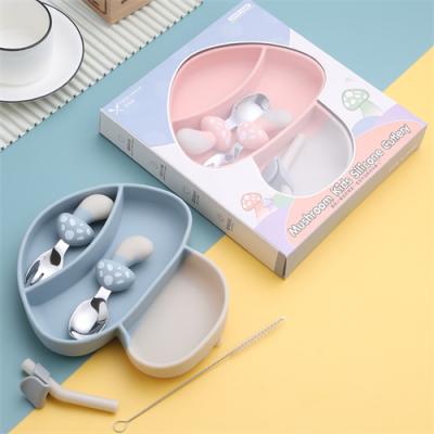 mushroom shape silicone baby feeding set